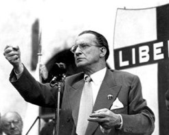 De Gasperi during a rally of Christian Democracy