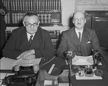 Ernest Bevin (left) with Clement Attlee, 1945