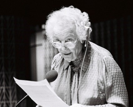 Louise Weiss, a member of the European Parliament, elected by direct universal suffrage, 1979