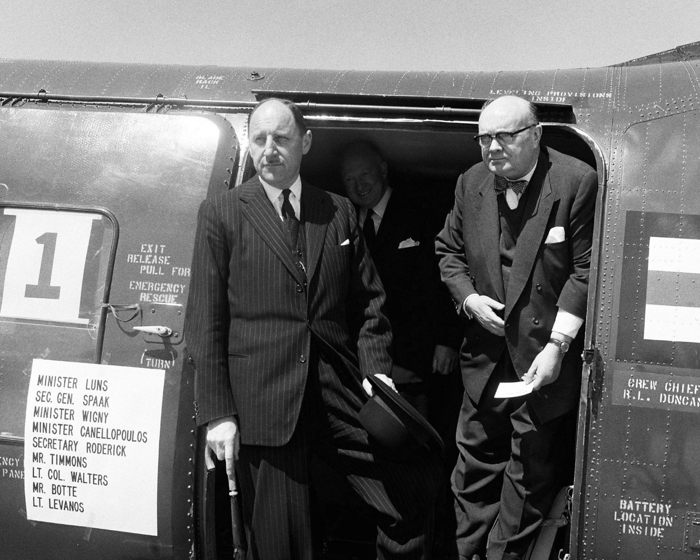 Secretary General Paul-Henri Spaak on mission with Dutch Foreign Minister Joseph Luns