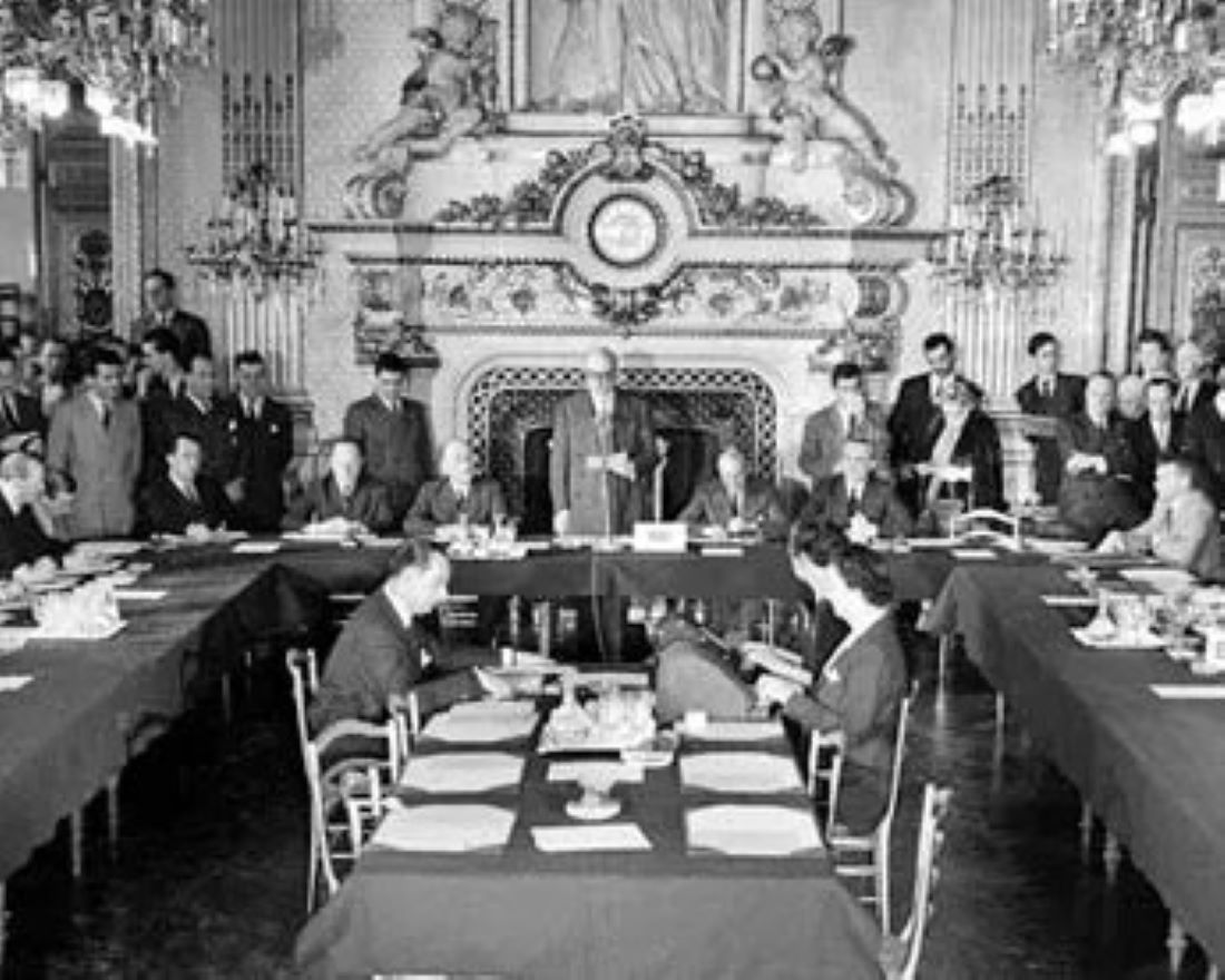 Schuman giving his famous speech, the 9th of May 1950