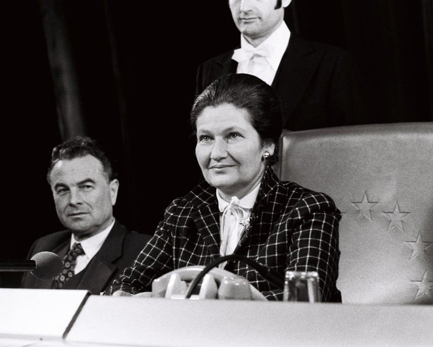 Simone Veil as President of the European Parliament, in the Strasbourg plenary chamber, 1980